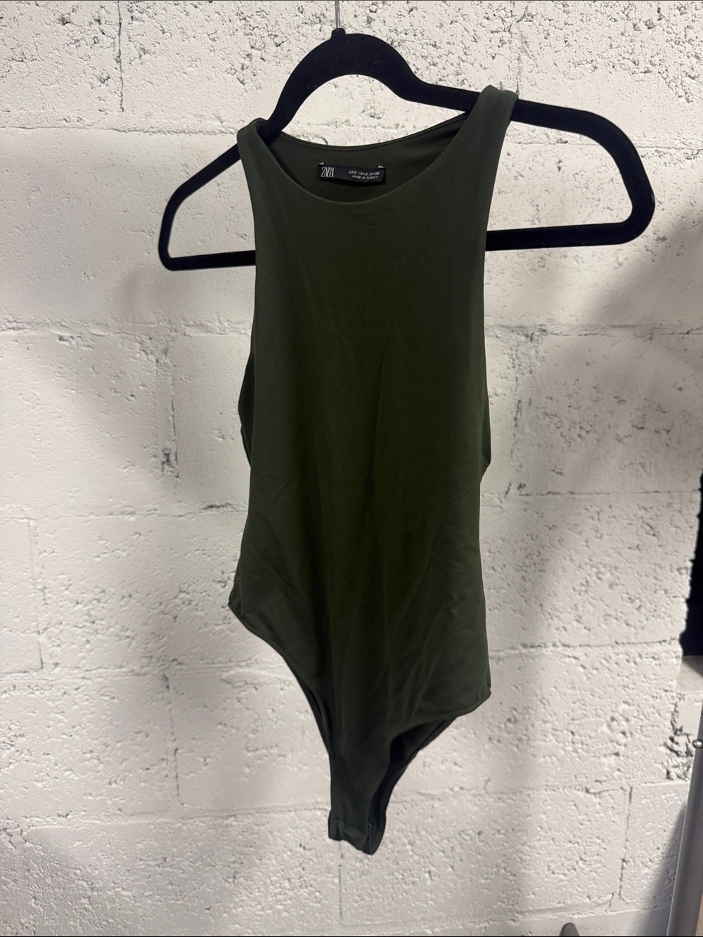Zara Dark Olive Tank Bodysuit Size Small NEVER WORN